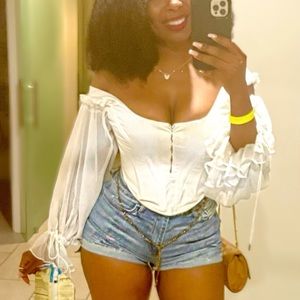 House of cb corset with mesh bell sleeves. Size M